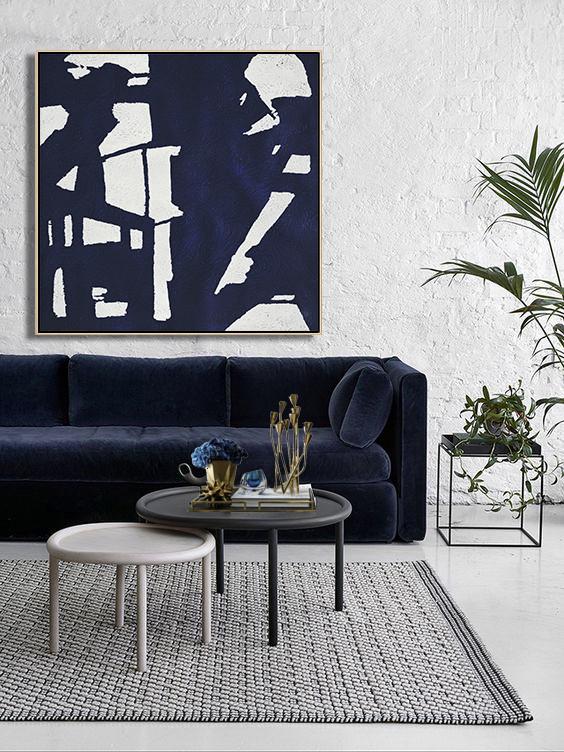 Navy Blue Minimalist Painting #NV196A - Click Image to Close